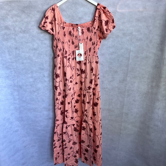 Anthropologie Daily Practice Cotton Smoked Tiered, Puff sleeve Maxi Dress - Picture 7 of 16